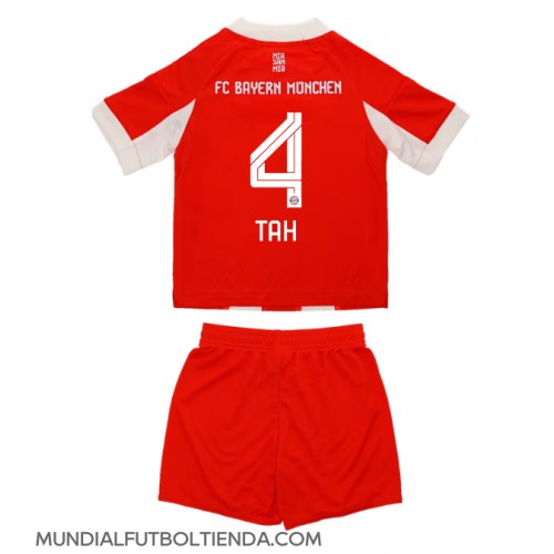 Camiseta Bayern Munich Jonathan Tah #4 Primera Equipación Replica 2025-26 para niños mangas cortas (+ Pantalones cortos)